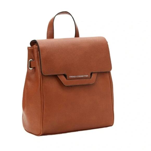 French Connection Women's Tilly Pebbled Backpack, Leather Brown NEW - Picture 3 of 9
